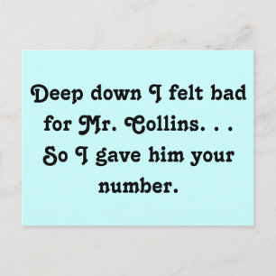 Felt Bad för Collins Funny Jane Austen Vykort