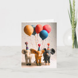 Felt Elephant Party-hälsningskort Kort