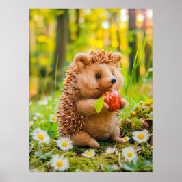 Felt Hedgehog med Apple i Daisy Patch Poster