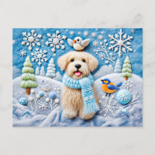 Felt Hund i Snowy Winter Scene Vykort