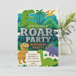 Felt Struktur Jurassic Playground Dinosaur Birthda Inbjudningar