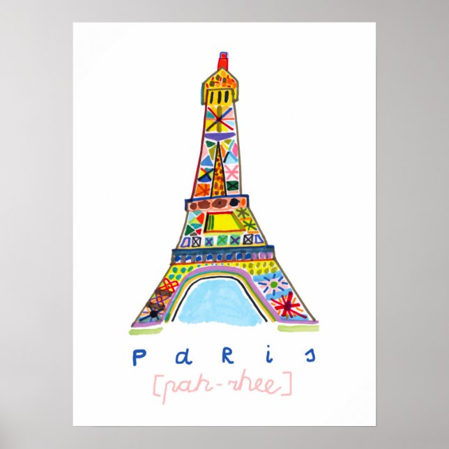 Felt Tip Teckning i Paris Poster (Framsidan)