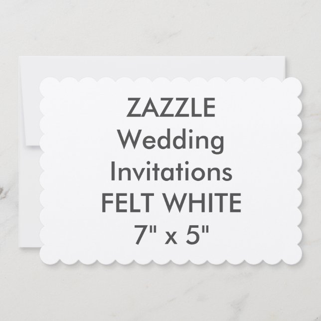 FELT WHITE 7 x 5-tums Scalloped Wedding-inbjudan p Inbjudningar (Framsida)