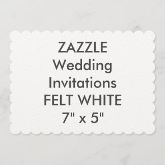 FELT WHITE 7 x 5-tums Scalloped Wedding-inbjudan p Inbjudningar