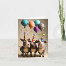 Felted Party Rhinos Firande Card Kort