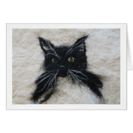 Felted Tuxedo Cat Hälsningskort