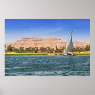 Felucca Sailboat - Nilen, Luxor, Egypten Poster
