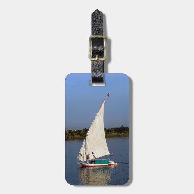 Felucca som seglar längs Nilen - Aswan, Egyptenen Bagagebricka (Vertikal Framsida)