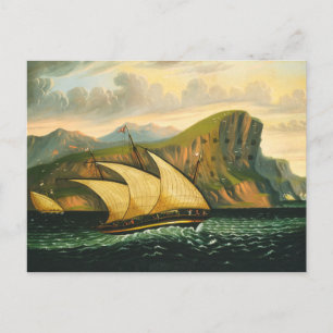 Felucca utanför Gibraltar av Thomas Chambers Vykort