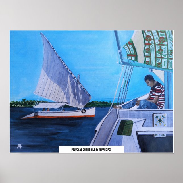 Feluccas on the Nile Painting by Alfred Fox Poster (Framsidan)