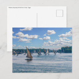 Feluccas seglar längs Nilen - Aswan, Egyptenen Vykort