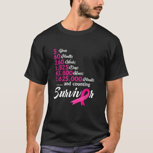 Fem 5 års överlevnadsbröstcancer T- Shirt T (Framsida)