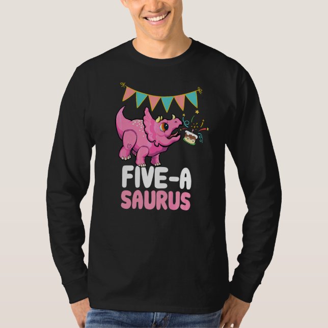Fem A Saurus Dinosaur Cute Kiddo Triceratops T Shirt (Framsida)