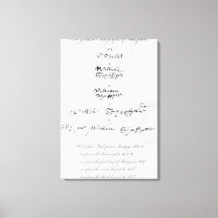 Fem äktaa autografer av William Shakespeare Canvastryck