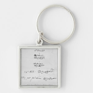 Fem äktaa autografer av William Shakespeare Fyrkantig Silverfärgad Nyckelring