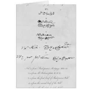 Fem äktaa autografer av William Shakespeare Hälsningskort