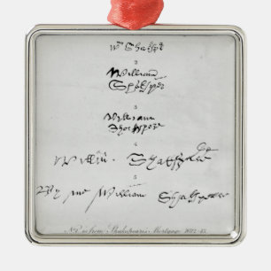 Fem äktaa autografer av William Shakespeare Julgransprydnad Metall