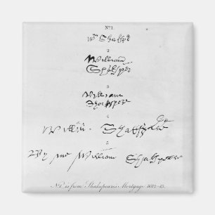 Fem äktaa autografer av William Shakespeare Magnet