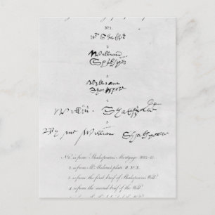 Fem Äktors autografier av William Shakespeare Vykort