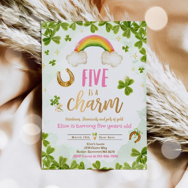 Fem är Charm St Patrick femte Födelsedagsfesten Inbjudningar (Skapare uppladdad)