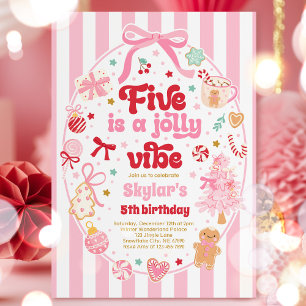 Fem Är En Glad Vibe Julbåge 5-årsdag Inbjudningar