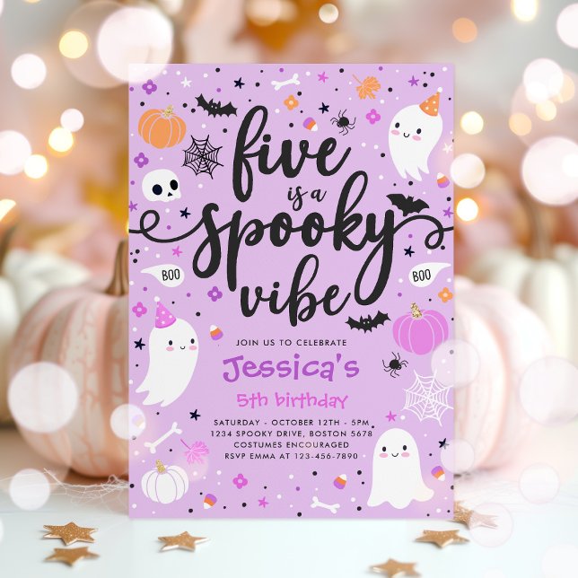 Fem är en saga, Halloween Ghost Birthday Inbjudningar (Skapare uppladdad)