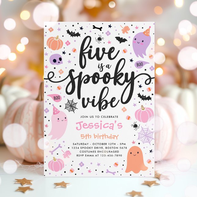 Fem är en saga, Halloween Ghost Birthday Inbjudningar (Skapare uppladdad)