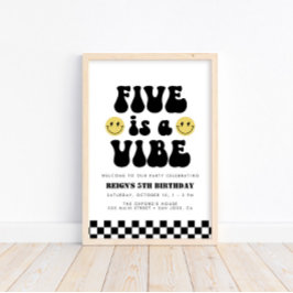Fem är en Vibe | Boys 5:e födelsedag Välkomstskylt Poster