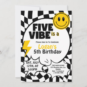 Fem är en Vibe   Boys 5:e Retro-Födelsedagsfesten Inbjudningar