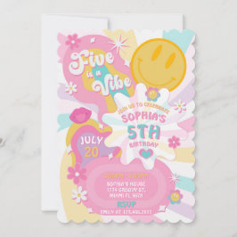 Fem är en Vibe Groovy 5:e födelsedagsinbjudan Inbjudningar