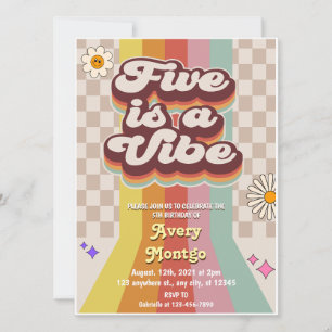 Fem är en Vibe Groovy 5:e födelsedagsinbjudan Inbjudningar