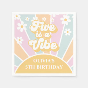 Fem är en Vibe pastel Retro Sunshine daisy boho Pappersservett