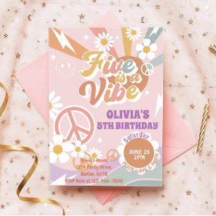 Fem är en Vibe peach kärlek party 5-årsdag Inbjudningar