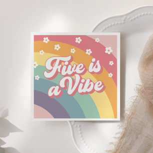 Fem är en Vibe Retro 70-talets regnbåge Daisy föde Pappersservett
