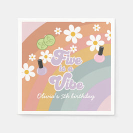 Fem är en vibe Spa Rainbow 5:e födelsedagen Pappersservett