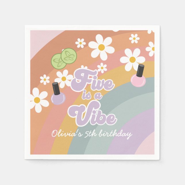 Fem är en vibe Spa Rainbow 5:e födelsedagen Pappersservett (Framsidan)