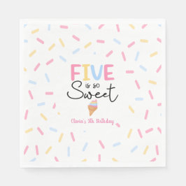Fem är så sötad iskräm femte Födelsedagsfesten Pappersservett