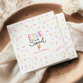 Fem är så sötad iskräm femte Födelsedagsfesten Pappersservett