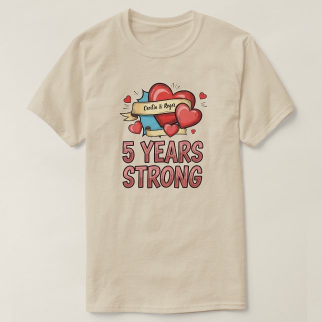 Fem år starkt anpassningsbart t shirt (Design framsida)