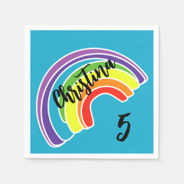 Fem års gammal regnbåge Födelsedagsfest Pappersservett