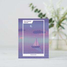 Fem av svärd i omvänd läge Tarot-inspirerad konst Vykort