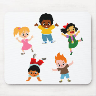 Fem barn Tecknad Mousepad Musmatta