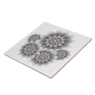 Fem blommor silver kakelplatta
