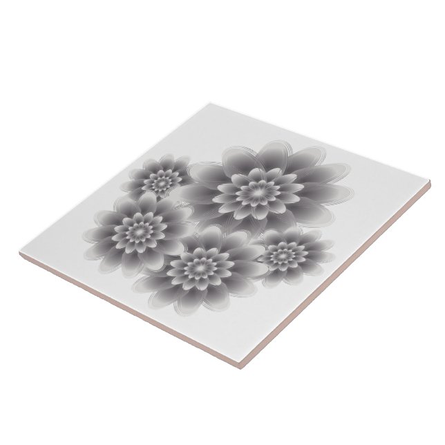 Fem blommor silver kakelplatta (Sidan)