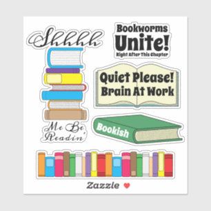 Fem Bok-citattecken för bokmasksamling Klistermärken