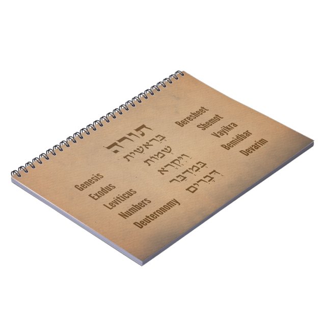 Fem Bokar i Torah/Bibeln på hebreiska engelska Anteckningsbok (Vänstra Sidan)