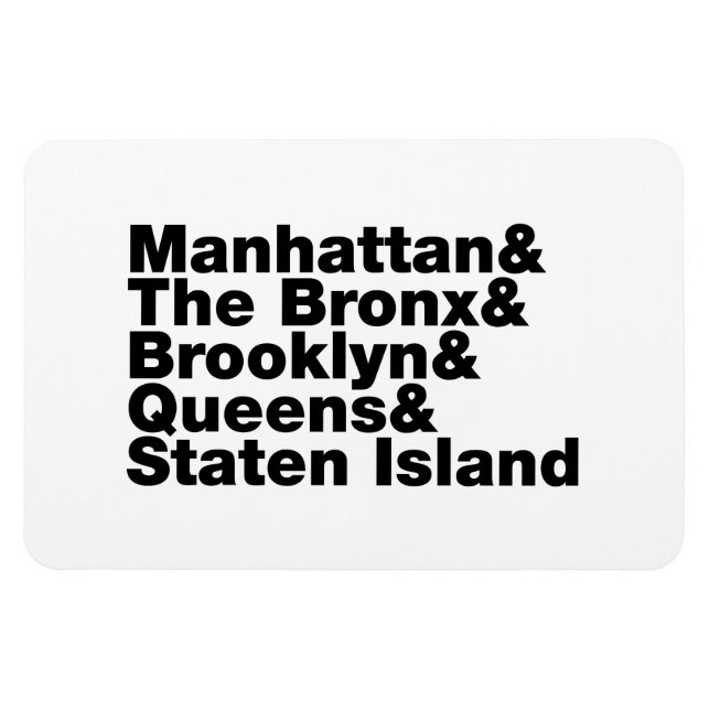 Fem Boroughs ~ New York City Magnet (Horisontell)