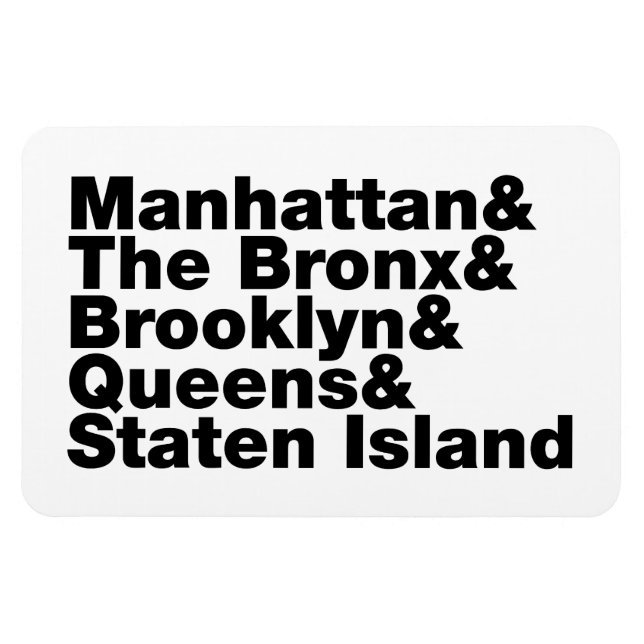 Fem Boroughs ~ New York City Magnet (Horisontell)
