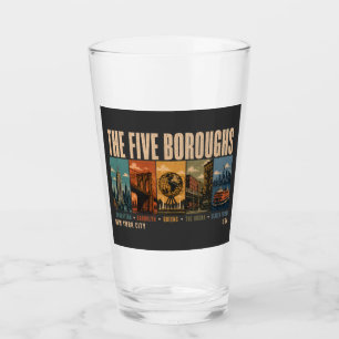 Fem Boroughs New York City NYC Illustration Retro Glaskopp