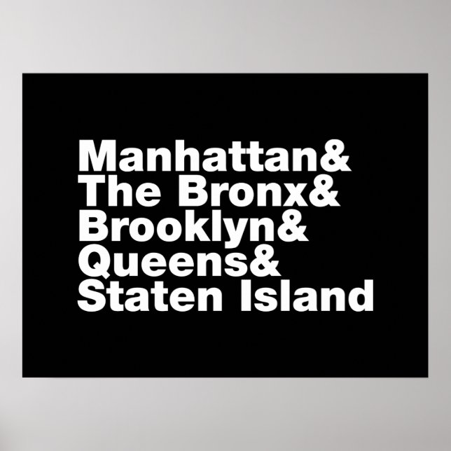 Fem Boroughs ~ New York City Poster (Framsidan)